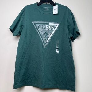 Guess Short Sleeve Green T-Shirt White Cotton Logo Men’s XL NWT